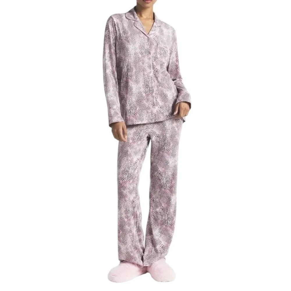 SKIMS Sleep Set Medium Bloom Mini Multi Animal Pink Pajama Set Long Sleeve‎